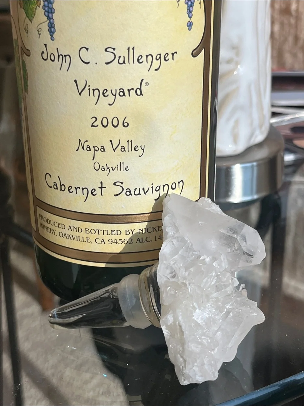 Genuine Clear Quartz Cluster Bottle Stopper.